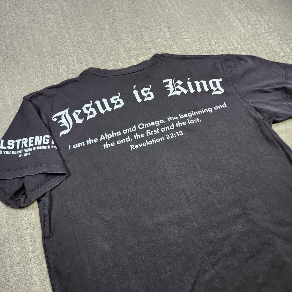 Holstrength Shirt Men Large Jesus Is King Heavy Cotton Weight Lifting Christian